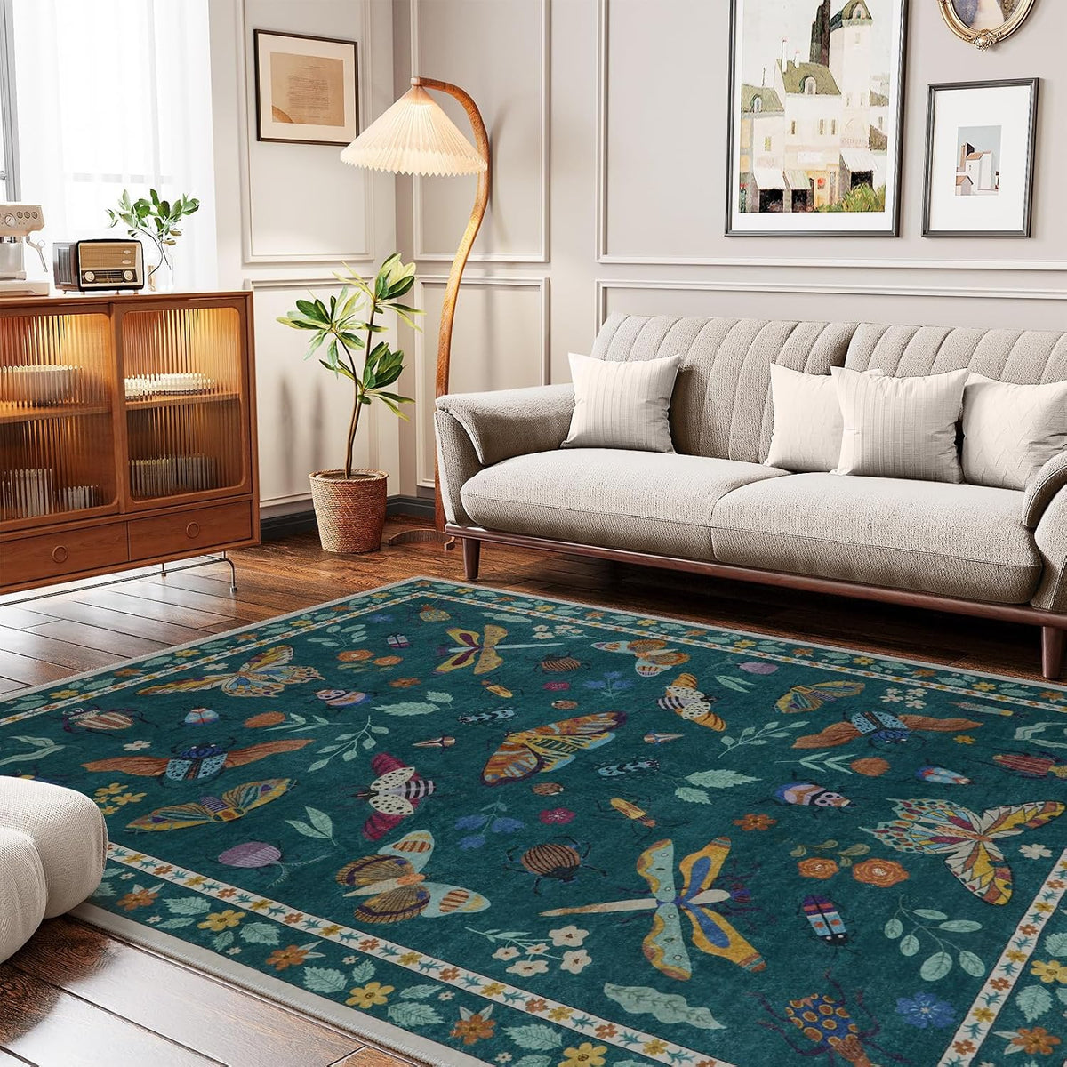 Lahome Insect 5x7 Area Rugs, Soft Bug Washable Rugs for Bedroom Living Room