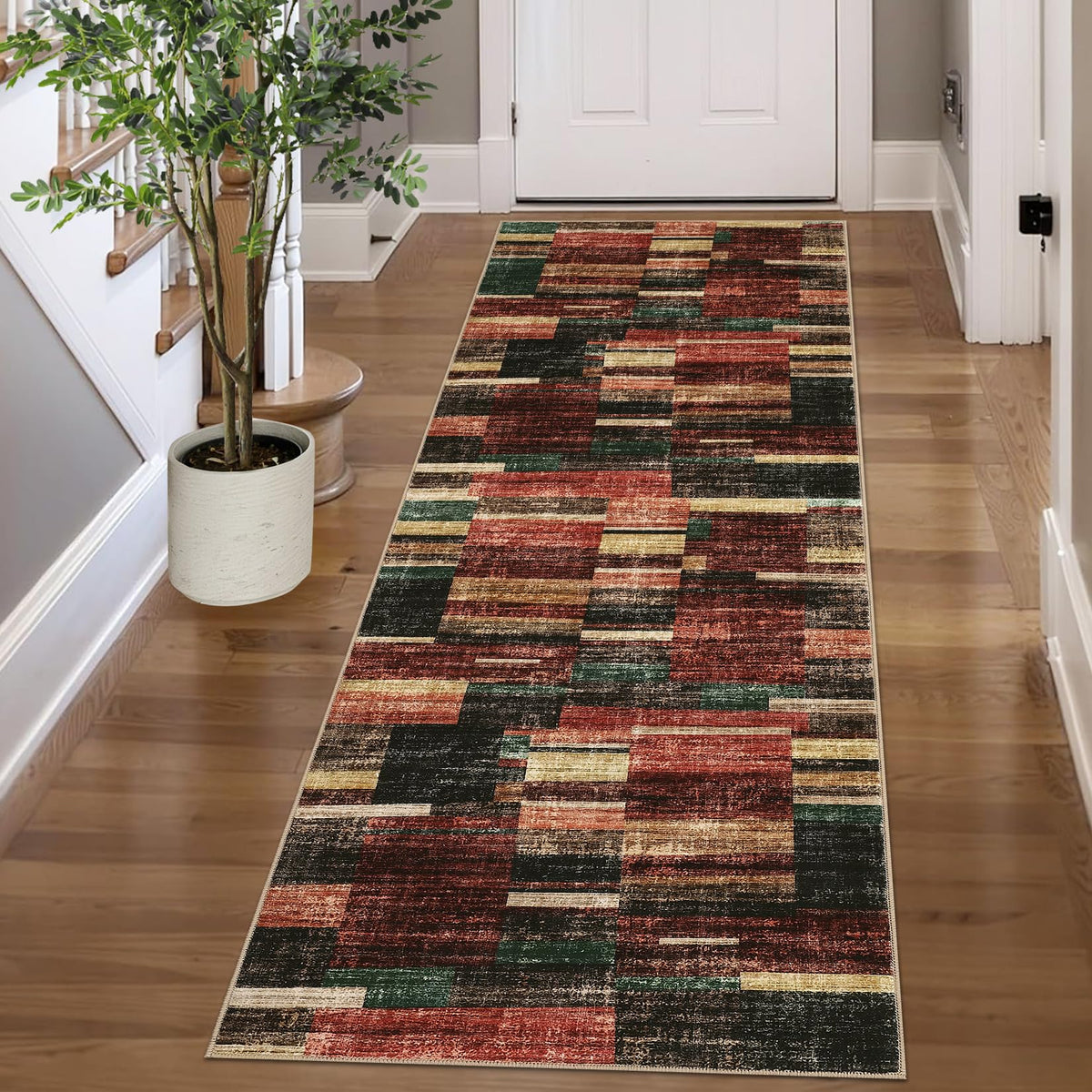 Large Living Room Rugs 8x10 Area Rugs Machine Washable Modern Geometric Neutral Rug Non Slip Low Pile Farmhouse Stain Resistant Carpet for Bedroom Nursery Classroom Dorm 8'x10' Multi