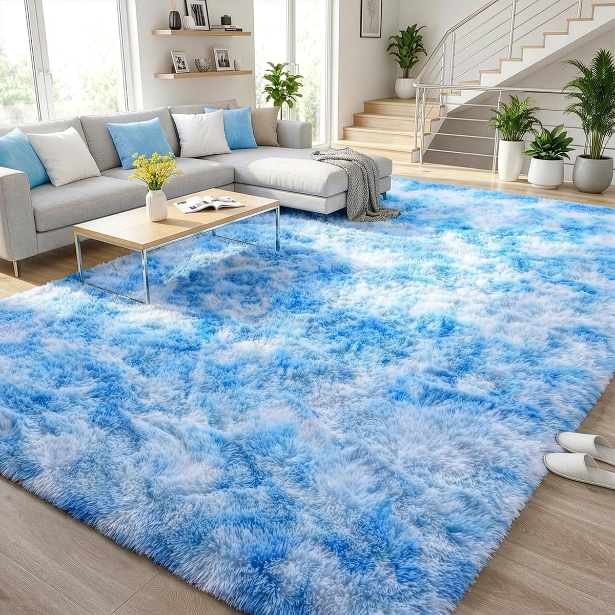 DweIke Fluffy Black White Rugs for Bedroom Living Room, 4x6 Feet Soft Plush Shaggy Cow Hide Print Girls Boys Kids Rug, Non-Slip and Machine Washable Carpet for Dorm Nursery Classroom Decor