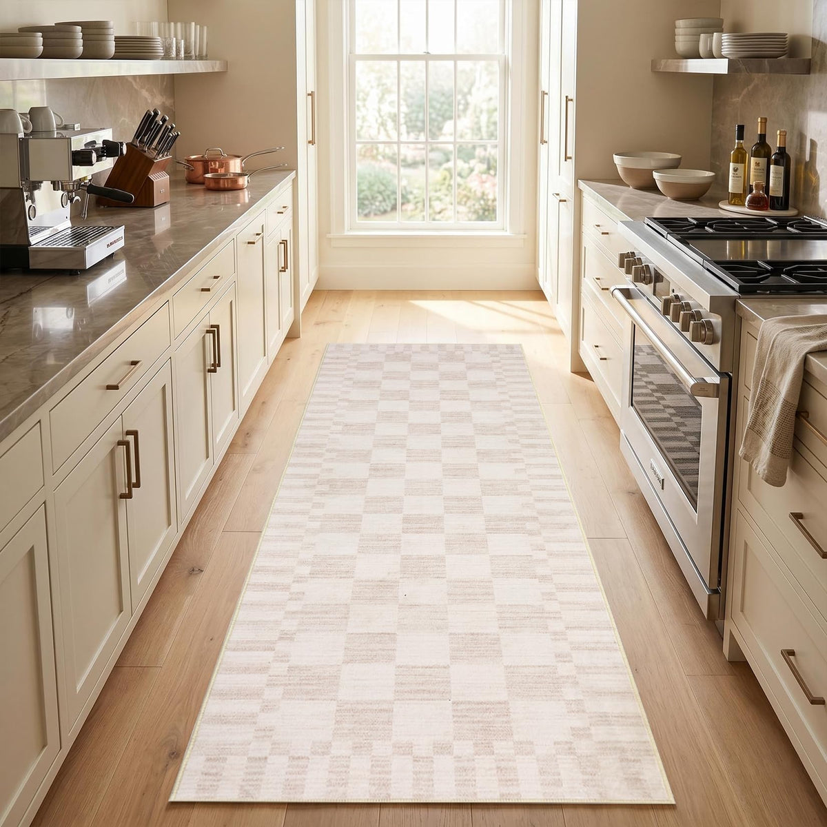 GarveeHome Brown Checkered Rug 5x7 Area Rugs Washable Living Room 5x7 Rug