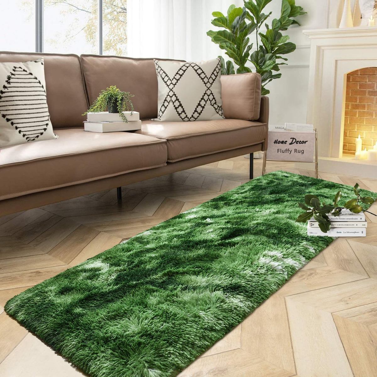 DweIke Fluffy Black White Rugs for Bedroom Living Room, 4x6 Feet Soft Plush Shaggy Cow Hide Print Girls Boys Kids Rug, Non-Slip and Machine Washable Carpet for Dorm Nursery Classroom Decor