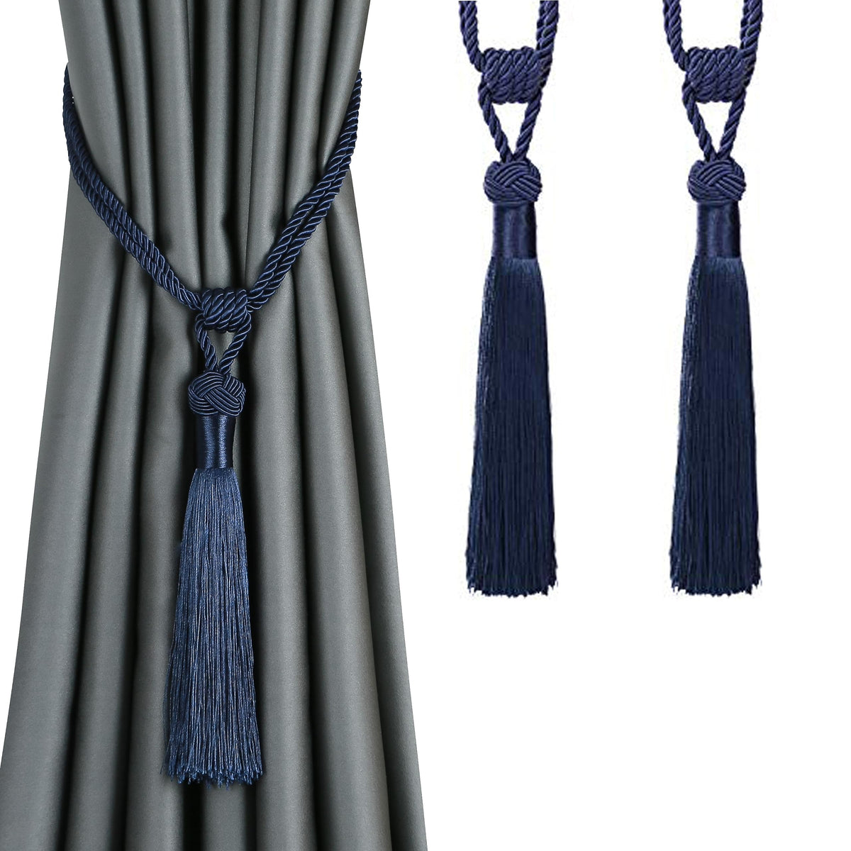 BEL AVENIR 2 Pack Curtain Tiebacks Hand-Woven Tassels Holdbacks