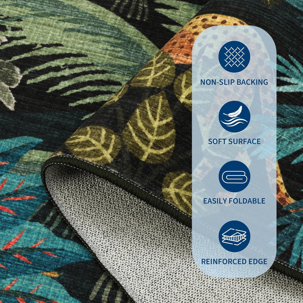 GarveeHome 5x7 Jungle Area Rug Washable Rugs for Living Room Bedroom, Soft Low Pile Non Slip Accent Floor Mat Animal Print Throw Rug Indoor Carpet Dining Room Playroom