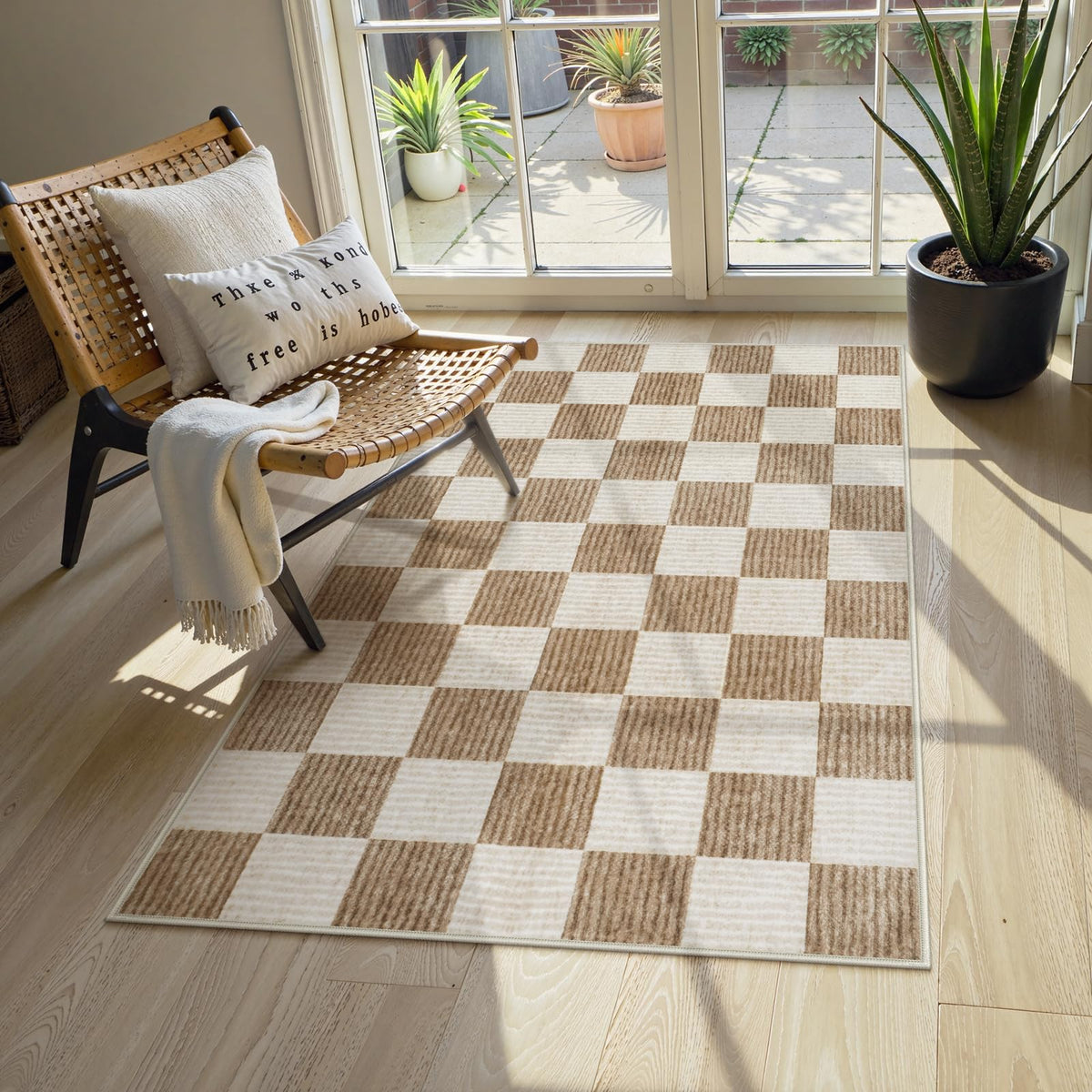 LIVEBOX 8x10 Area Rugs for Living Room, Checkered Non-Slip Washable Rugs, Farmhouse Neutral Classic Geometric Large Boys Area Rug for Bedroom, Carpet for Living Dining Room Office(Sage Green,8'x10')