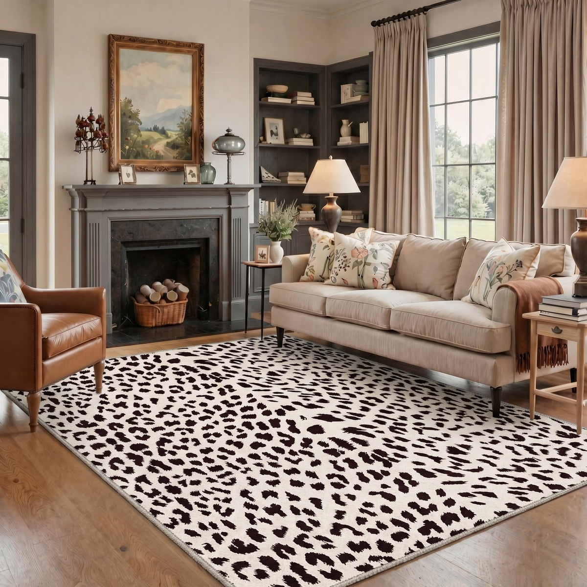 Bavni Zebra Print Rugs 5x7 Washable Area Carpet for Bedroom Living Room