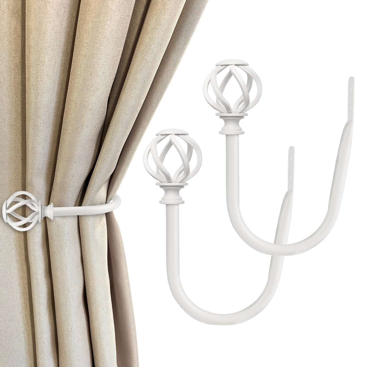USFOOK Antique Silver Curtain Holdbacks, Drapery Tiebacks, 2 Pack/1 Pair
