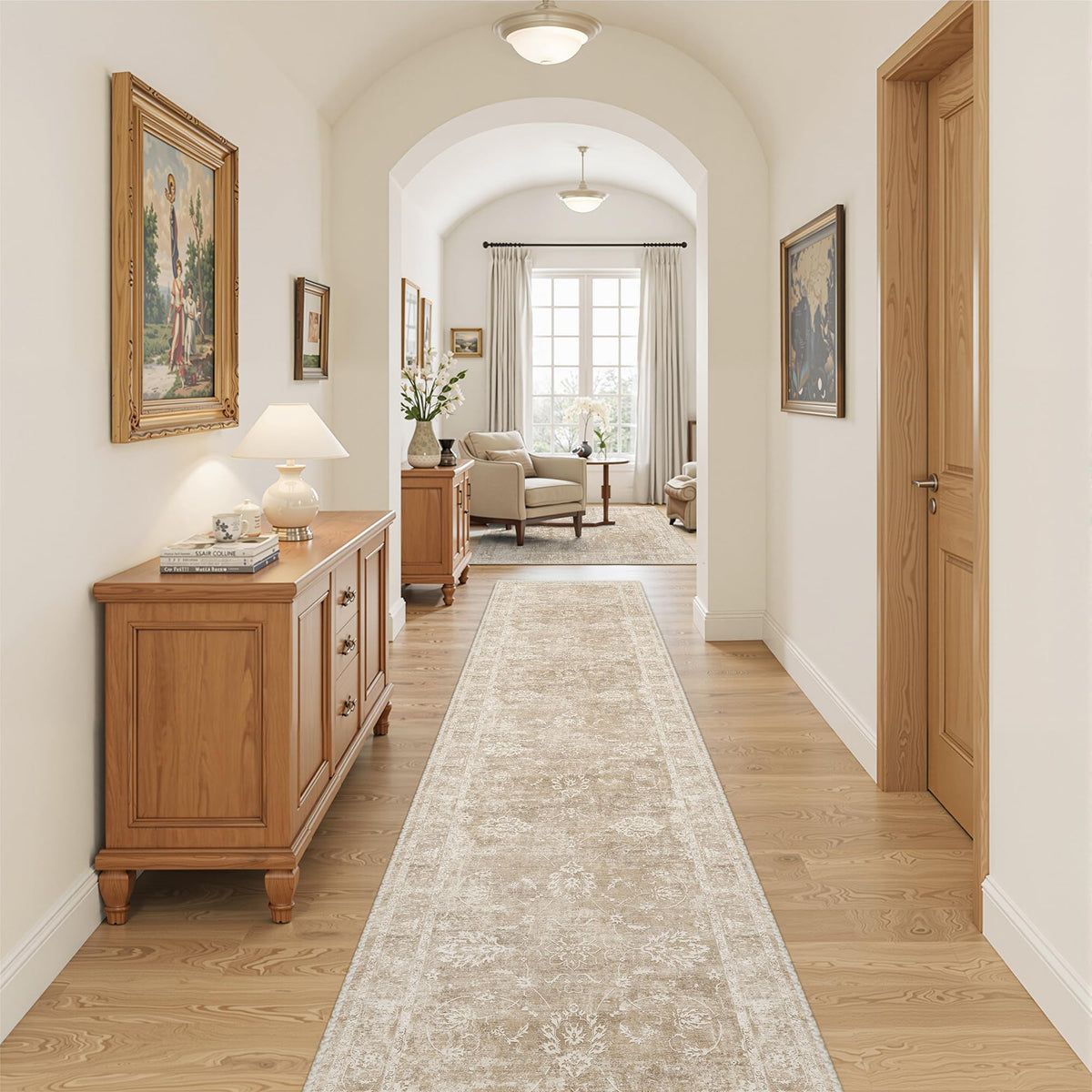 Madane 8x10 Area Rugs for Living Room, Washable Neutral Rug Brown/Sand
