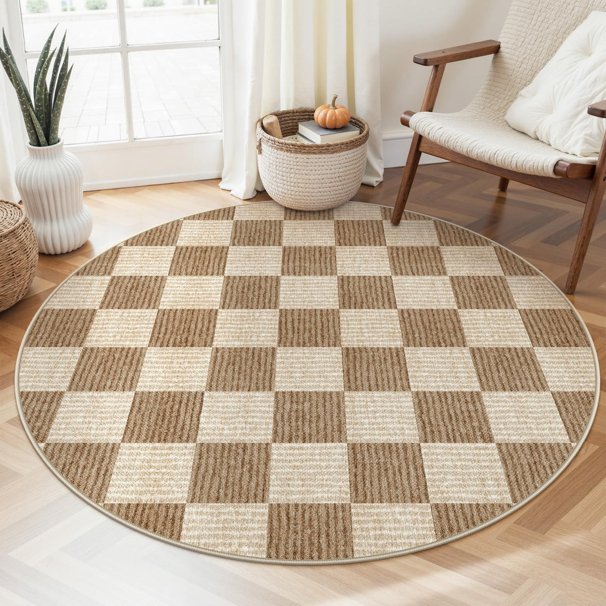 LIVEBOX 8x10 Area Rugs for Living Room, Checkered Non-Slip Washable Rugs, Farmhouse Neutral Classic Geometric Large Boys Area Rug for Bedroom, Carpet for Living Dining Room Office(Sage Green,8'x10')