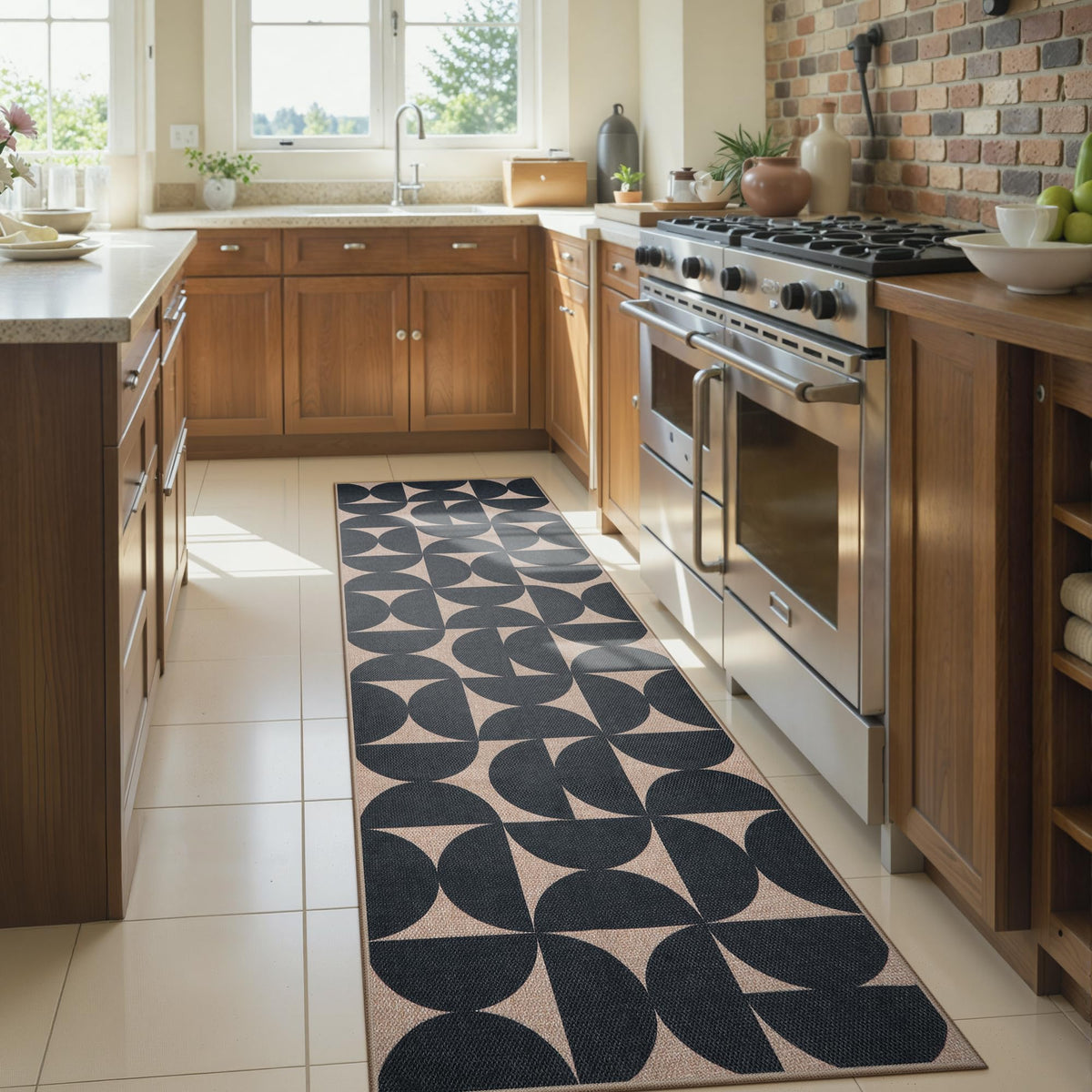 Lahome Modern Rainbow Easy Jute Carpet, Washable 5x7 Area Rugs for Living Room Patio Black Farmhouse Indoor Outdoor Rugs, Contemporary Natural Non Slip Floor Carpet for Office RV Backyard