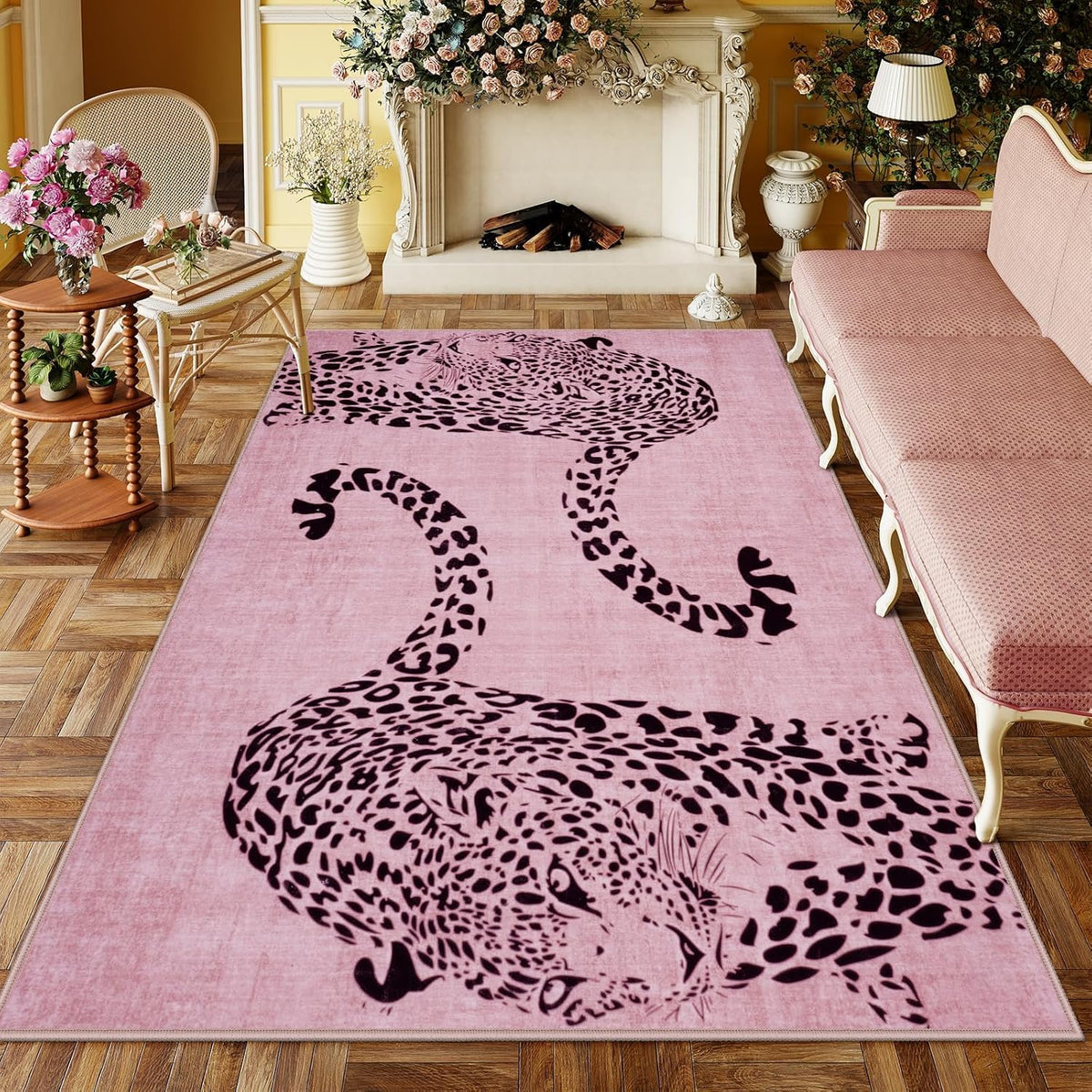 OJIA Leopard Print 5x7 Area Rugs for Living Room, Soft Carpet Washable Rugs