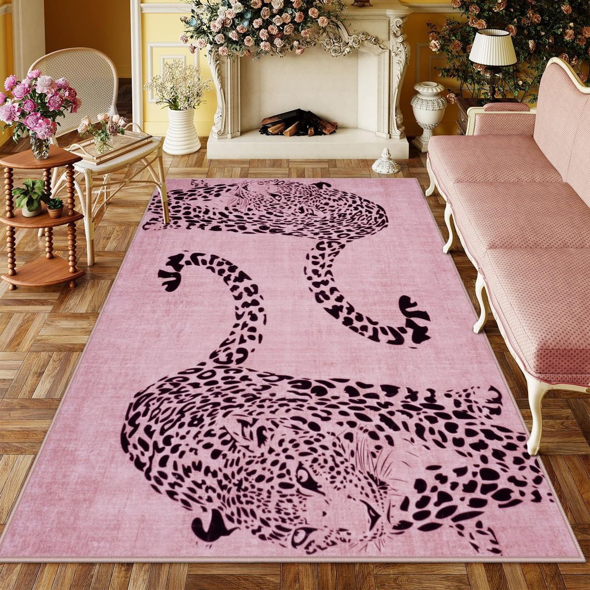 OJIA Leopard Print 5x7 Area Rugs for Living Room, Soft Carpet Washable Rugs