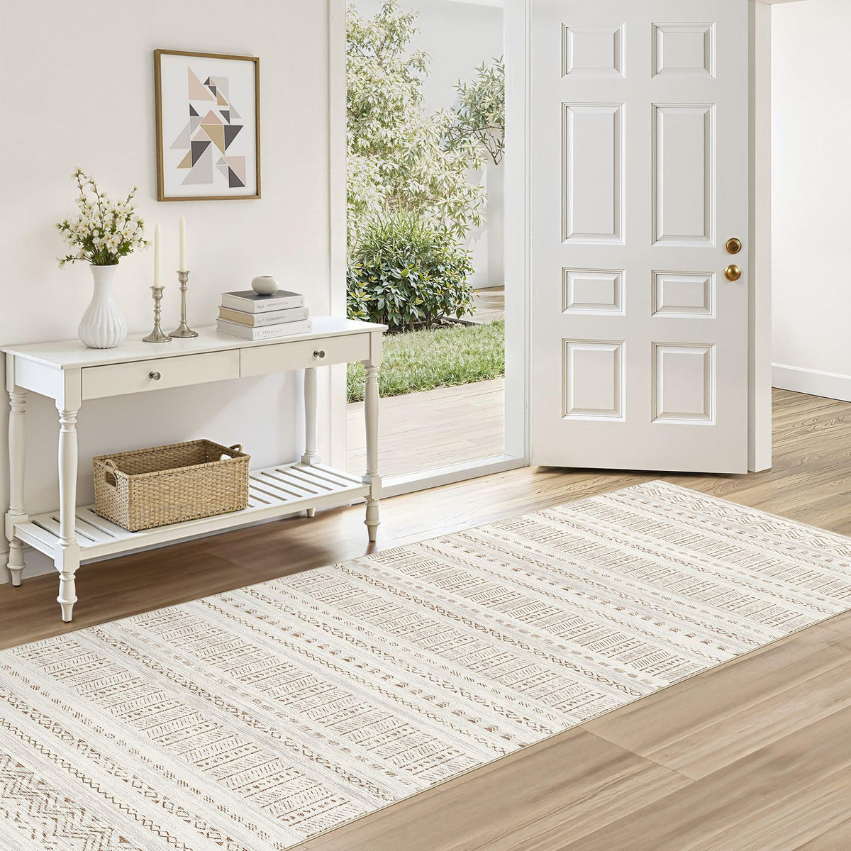 cotiled 6x9 Area Rugs for Living Room: Boho Washable Rug for Dining Room
