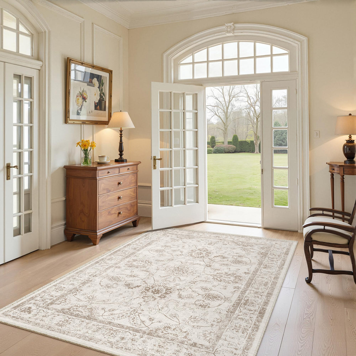 Madane 8x10 Area Rugs for Living Room, Washable Neutral Rug Brown/Sand