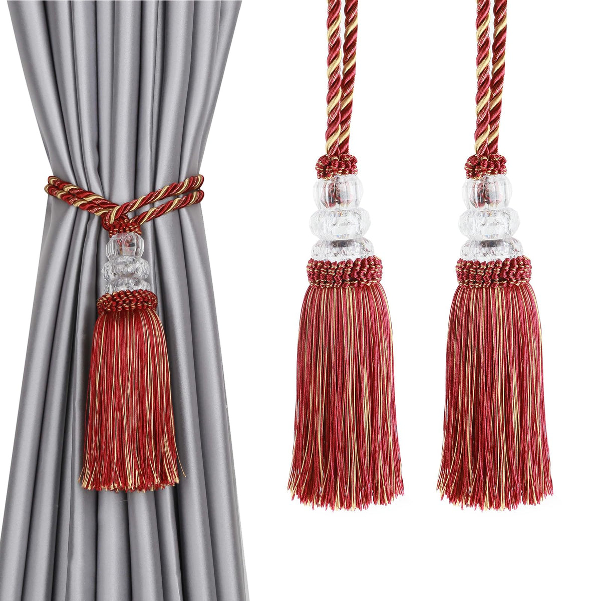 2 Pack Curtain Tiebacks with Tassel, White