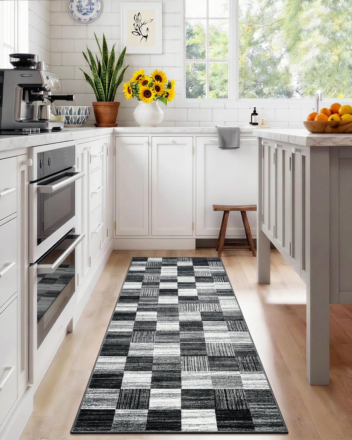 Terrug Multicolored Geometric Checkered Rug for Living Room, 5x7 Area Rugs