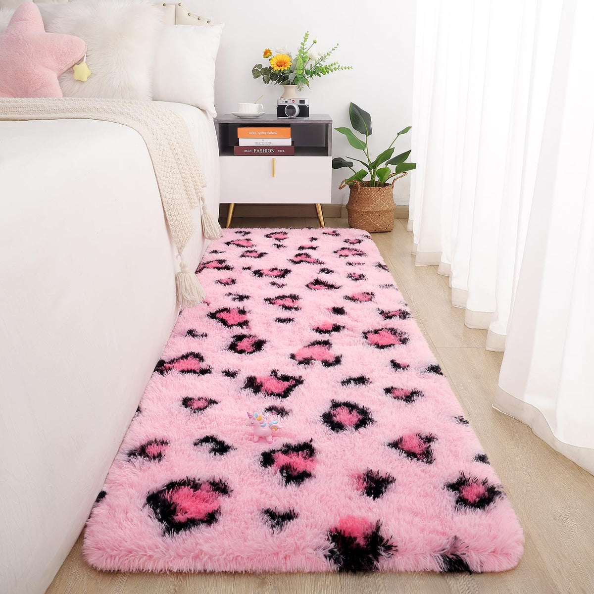 Amearea Fluffy Leopard Rug, Premium Cheetah Print Rugs, Khaki 4x6