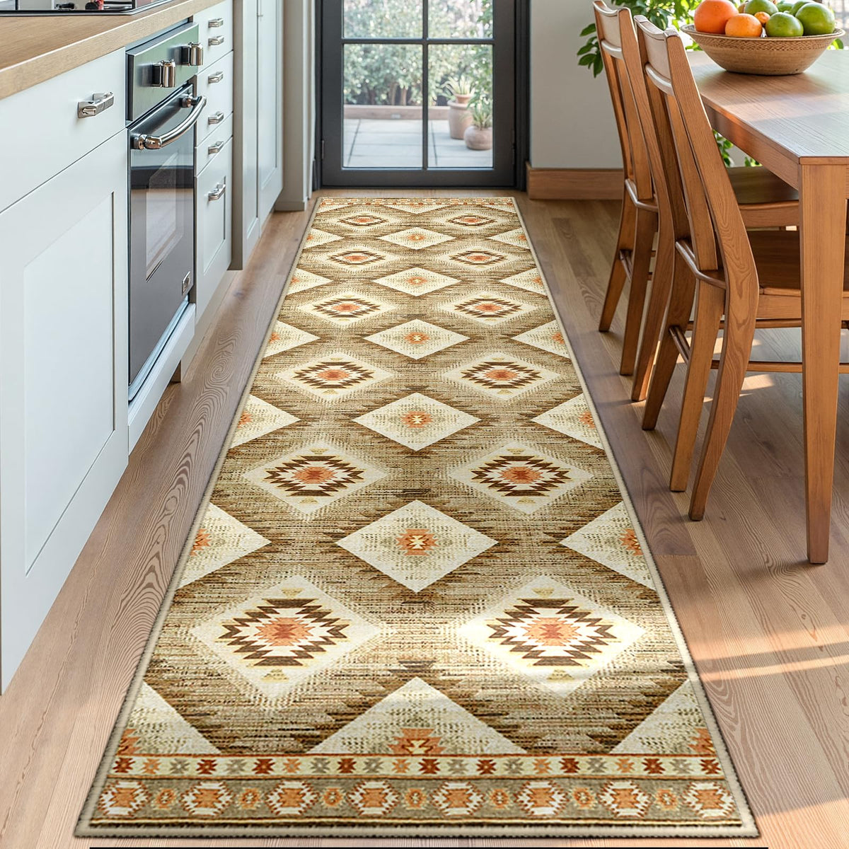 BESTSWEETIE 8'x10' Washable Area Rug for Living Room Bedroom Yellowbrown