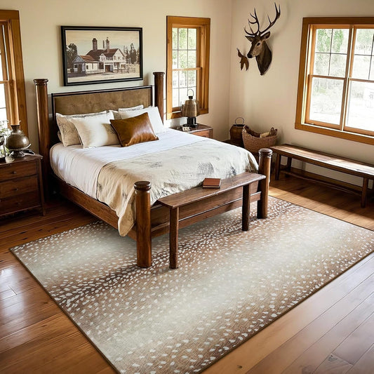 BENRON Soft Antelope Rug 5x7, Faux Animal Print Rug for Living Room Bedroom