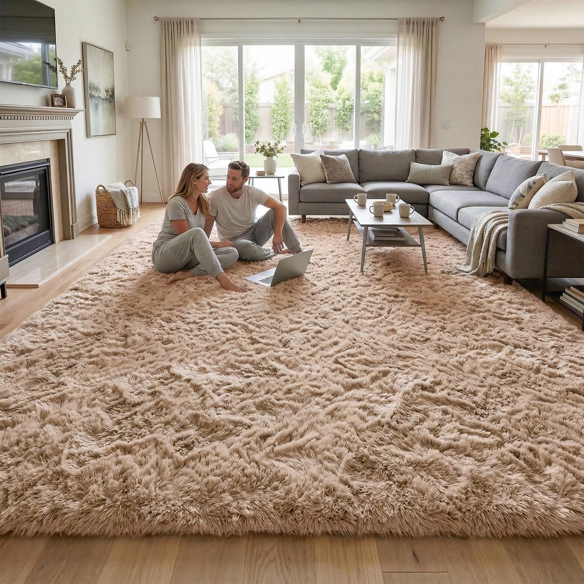 DweIke Fluffy Black White Rugs for Bedroom Living Room, 4x6 Feet Soft Plush Shaggy Cow Hide Print Girls Boys Kids Rug, Non-Slip and Machine Washable Carpet for Dorm Nursery Classroom Decor