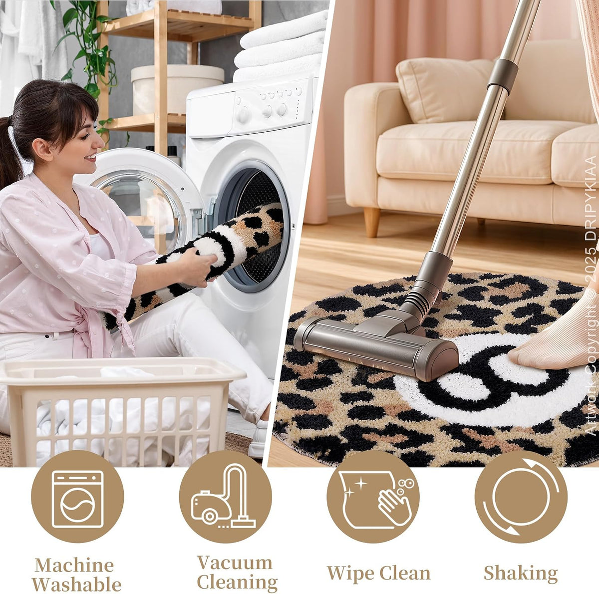 Dripykiaa Cheetah 8 Ball Round Area Rug 24 Inch Leopard Decor