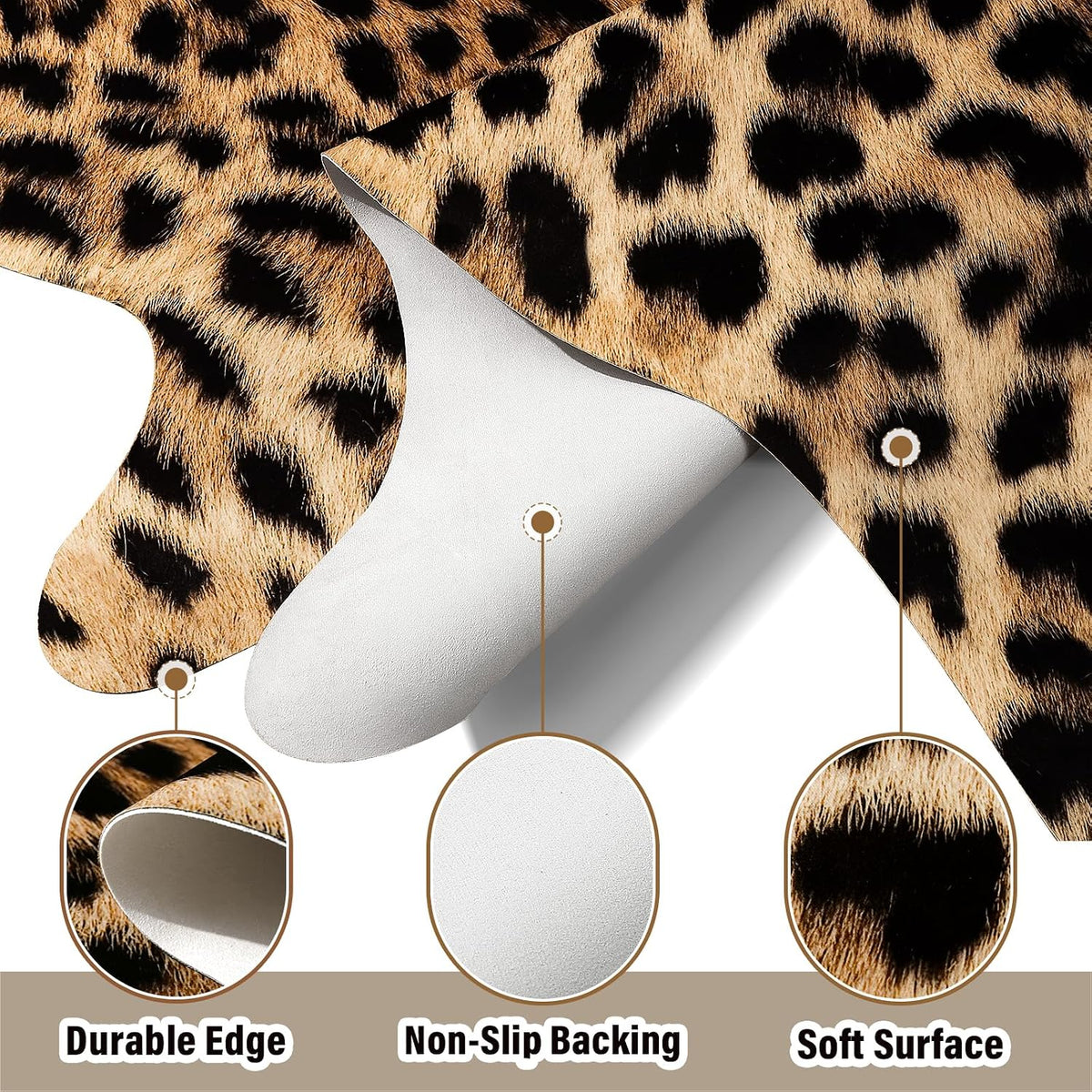 AROGAN Premium Leopard Print Rug, Faux Cheetah Rugs, Non-Slip 4.6 x 5.2 Ft