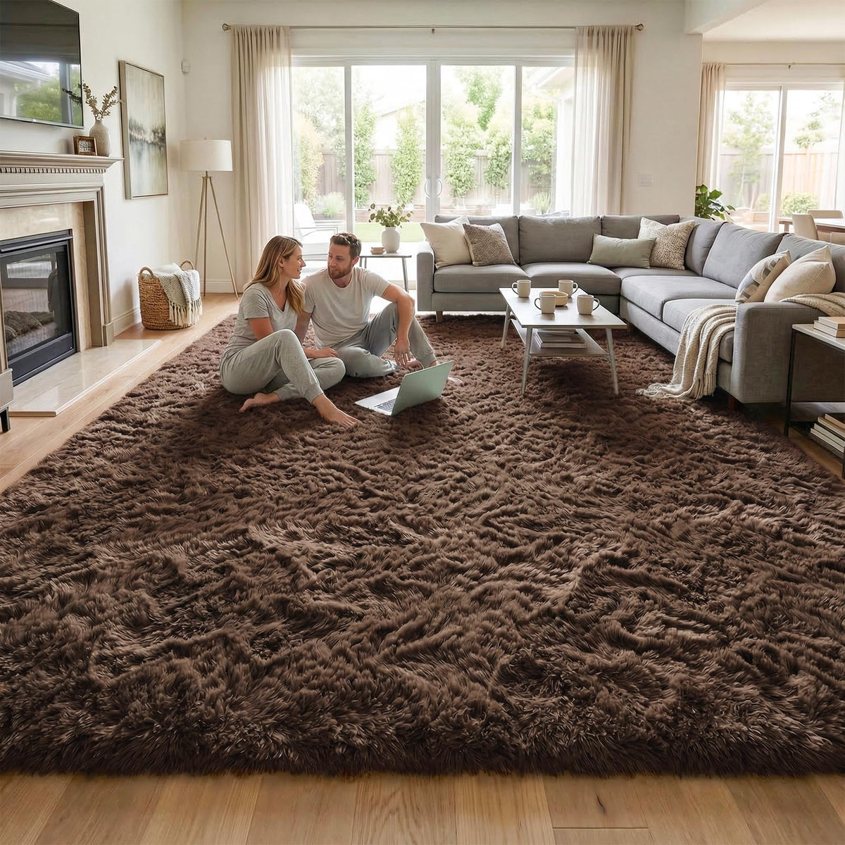 DweIke Fluffy Black White Rugs for Bedroom Living Room, 4x6 Feet Soft Plush Shaggy Cow Hide Print Girls Boys Kids Rug, Non-Slip and Machine Washable Carpet for Dorm Nursery Classroom Decor