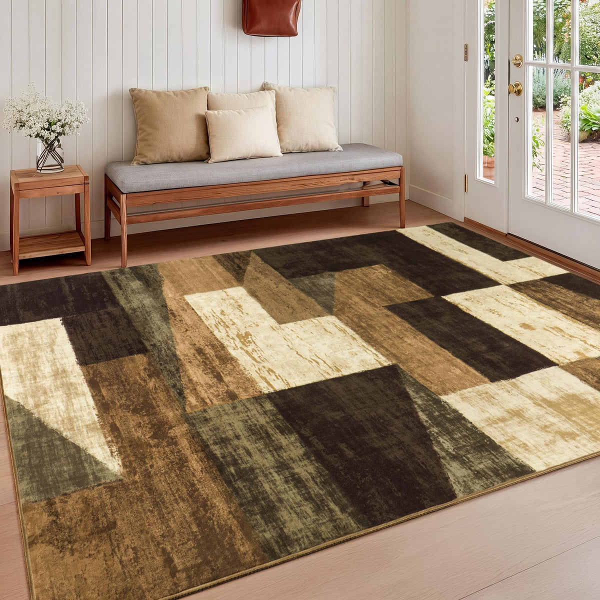 Mugorn Modern Geometric Living Room Rug, Soft Washable 4x6 Area Rug