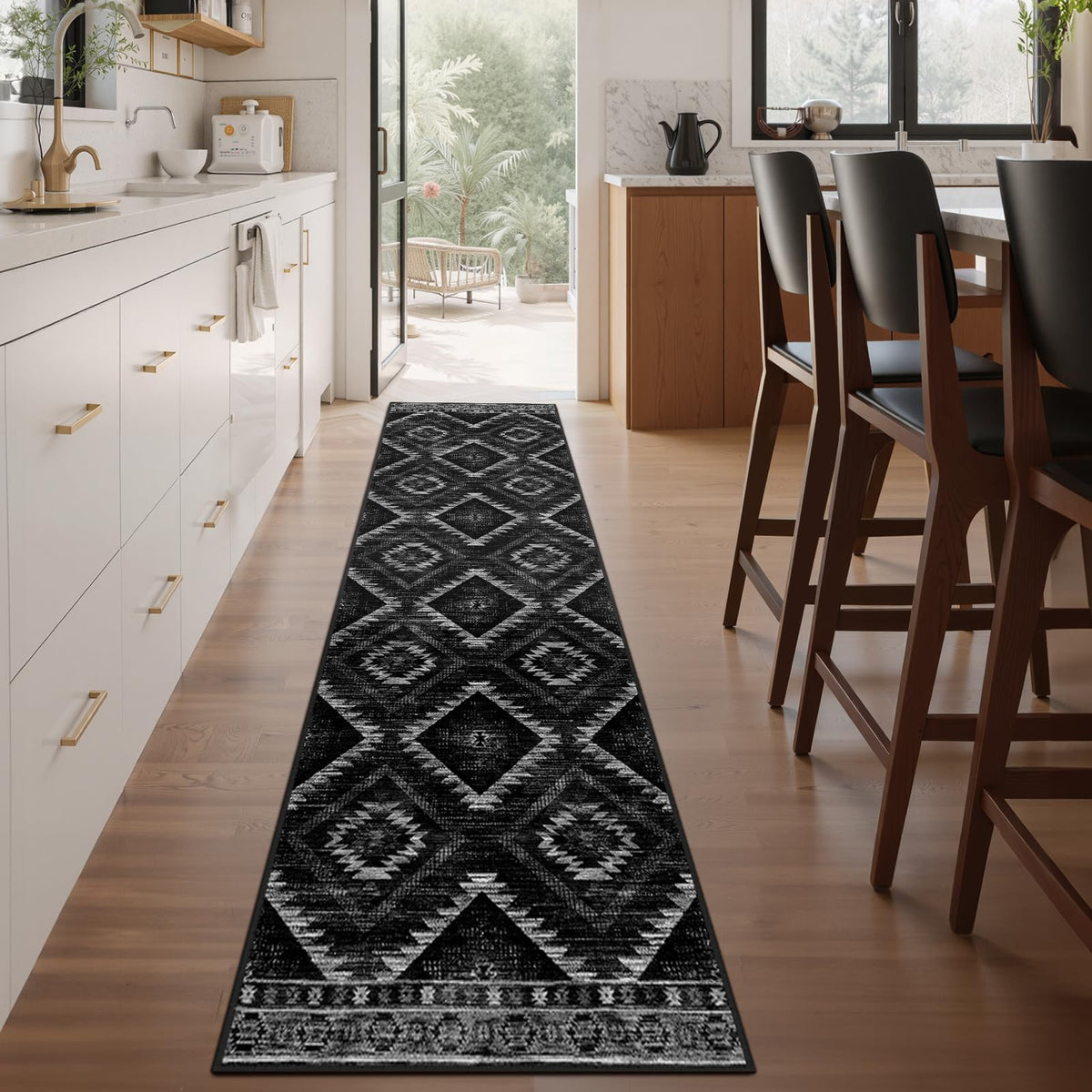 BESTSWEETIE 8'x10' Washable Area Rug for Living Room Bedroom Yellowbrown