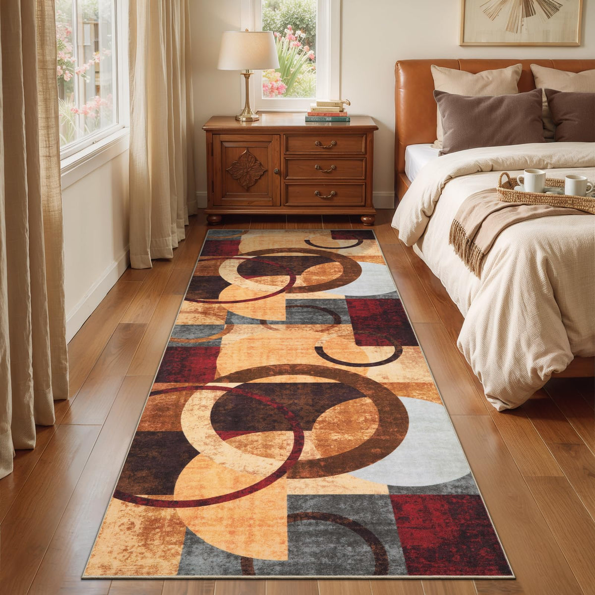 Ciicool 6x9 Area Rug Living Room Rug, Soft Geometric Washable Carpet Brown