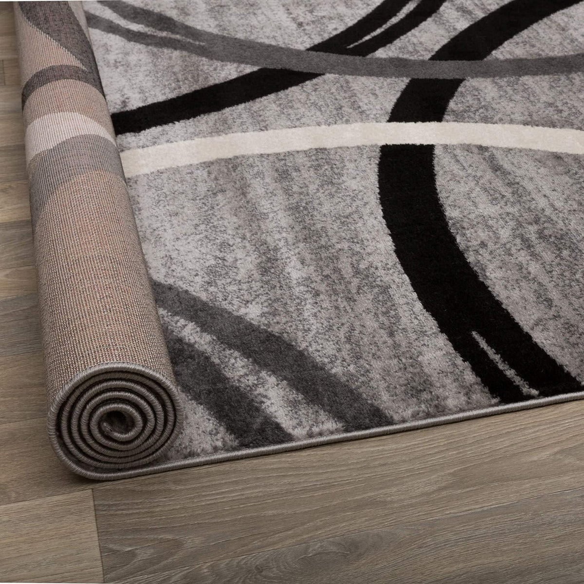 Rugshop Wavy Circles Fade-Resistant Living Room Area Rug Gray 5'3" x 7'3"