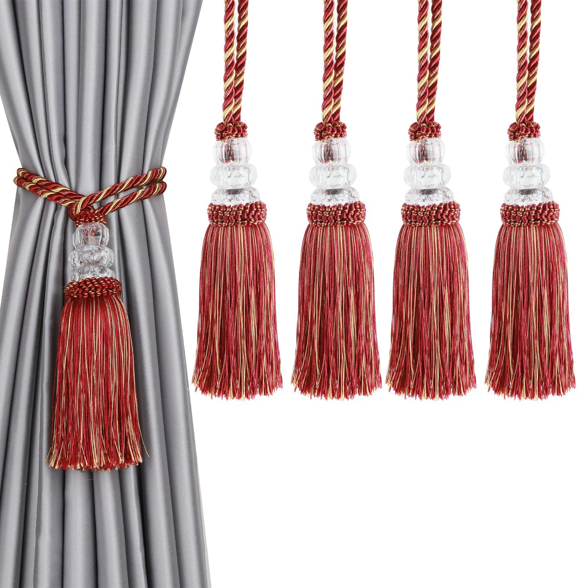 2 Pack Curtain Tiebacks with Tassel, White