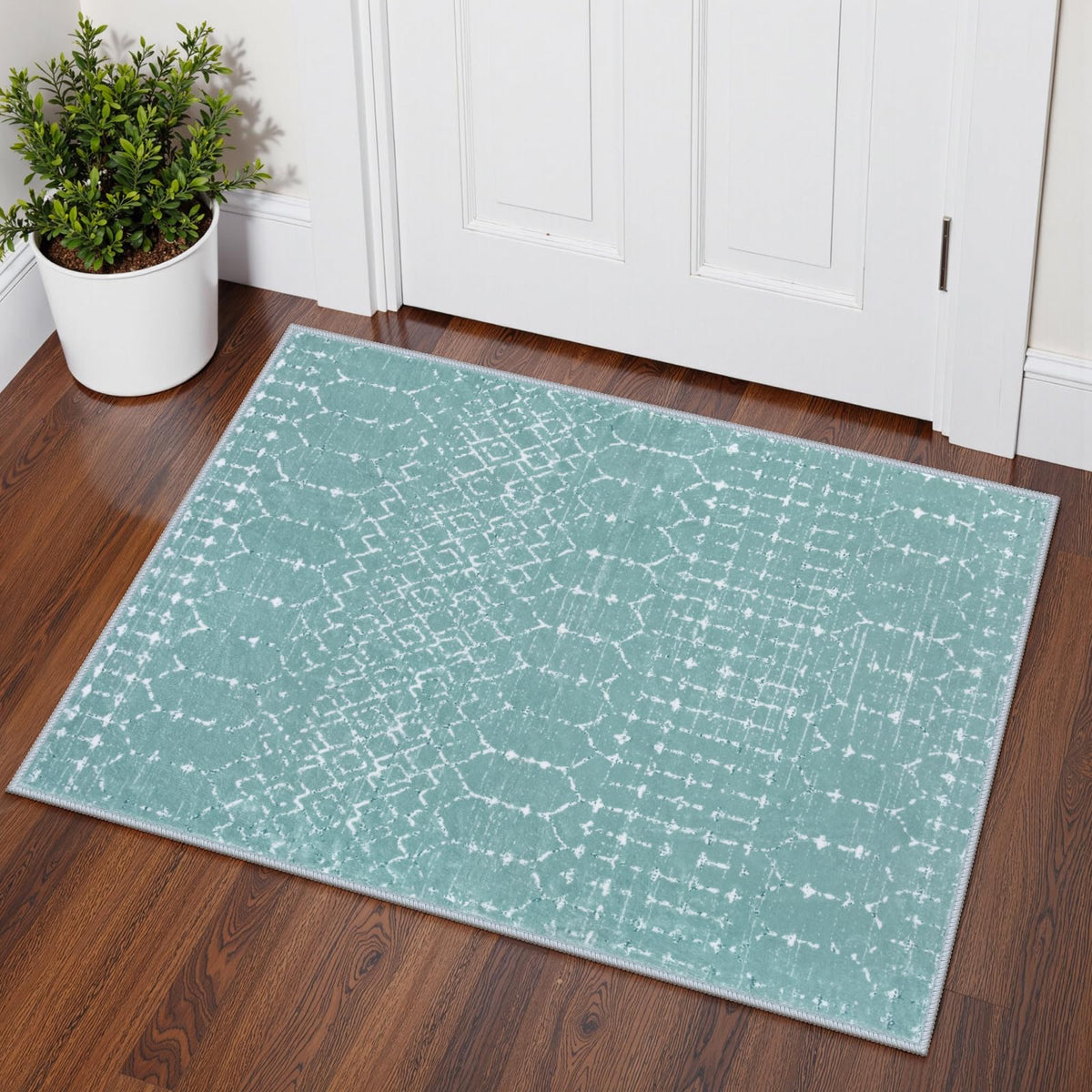 Lahome Moroccan Black Area Rug for Living Room 3x5 Non-Slip Washable Stain Resistant Large Kitchen Rugs Throw Low-Profile Soft Bedroom Carpet Geometric Print Rug for Entryway Dining Room Hana