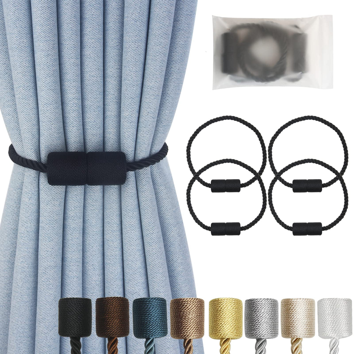 Magnetic Curtain Tiebacks Decorative Holdbacks Rope Tie Back Drapes Hangtty