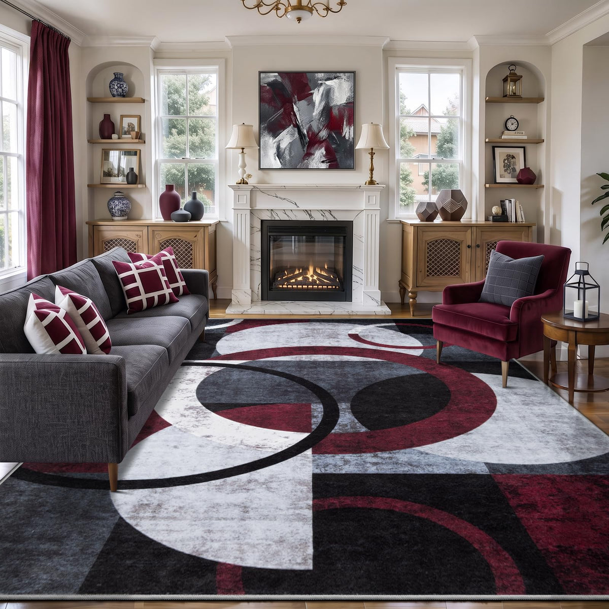 Ciicool 6x9 Area Rug Living Room Rug, Soft Geometric Washable Carpet Brown