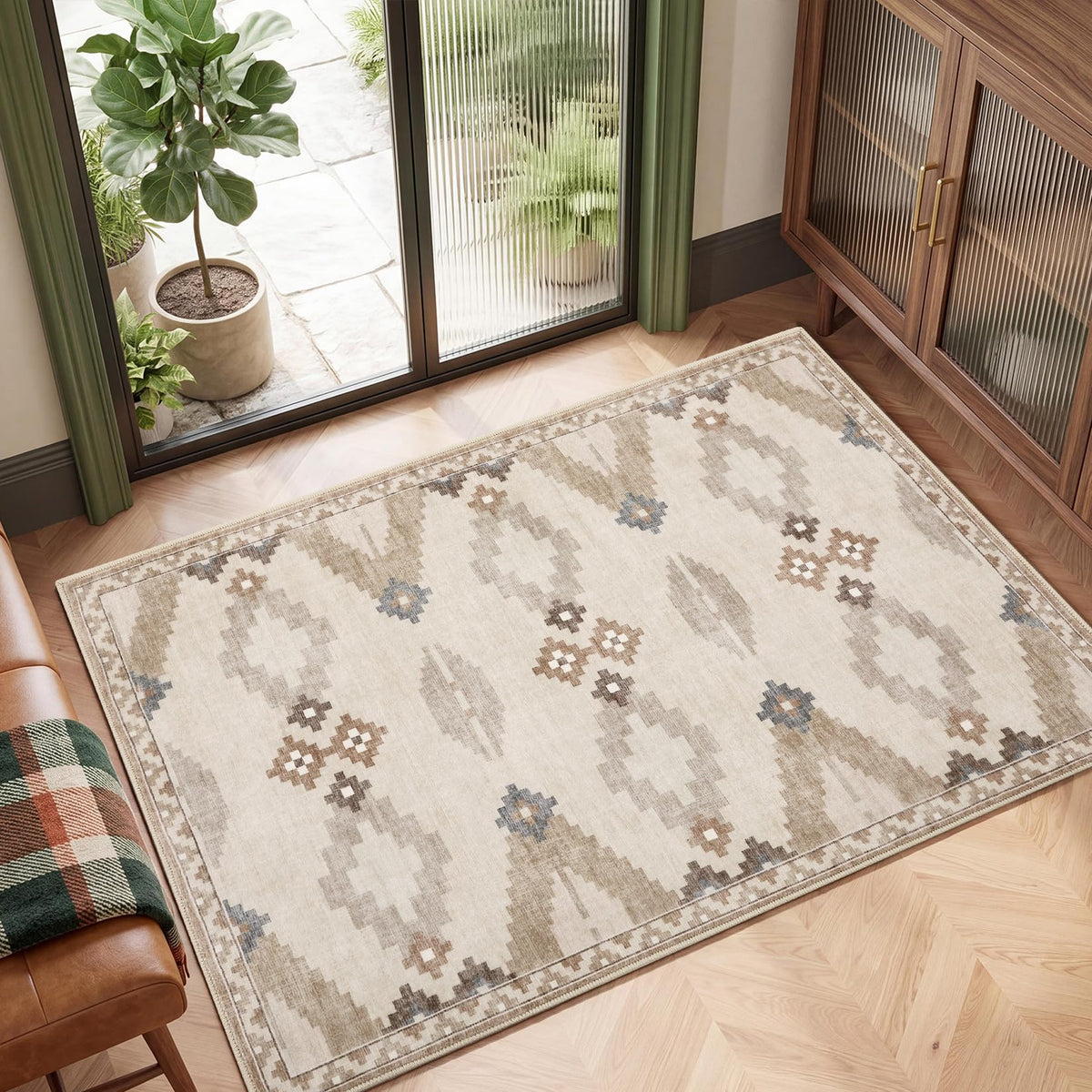 GarveeHome Modern Geometric Bedroom Washable 4x6 Small Living Room Rugs