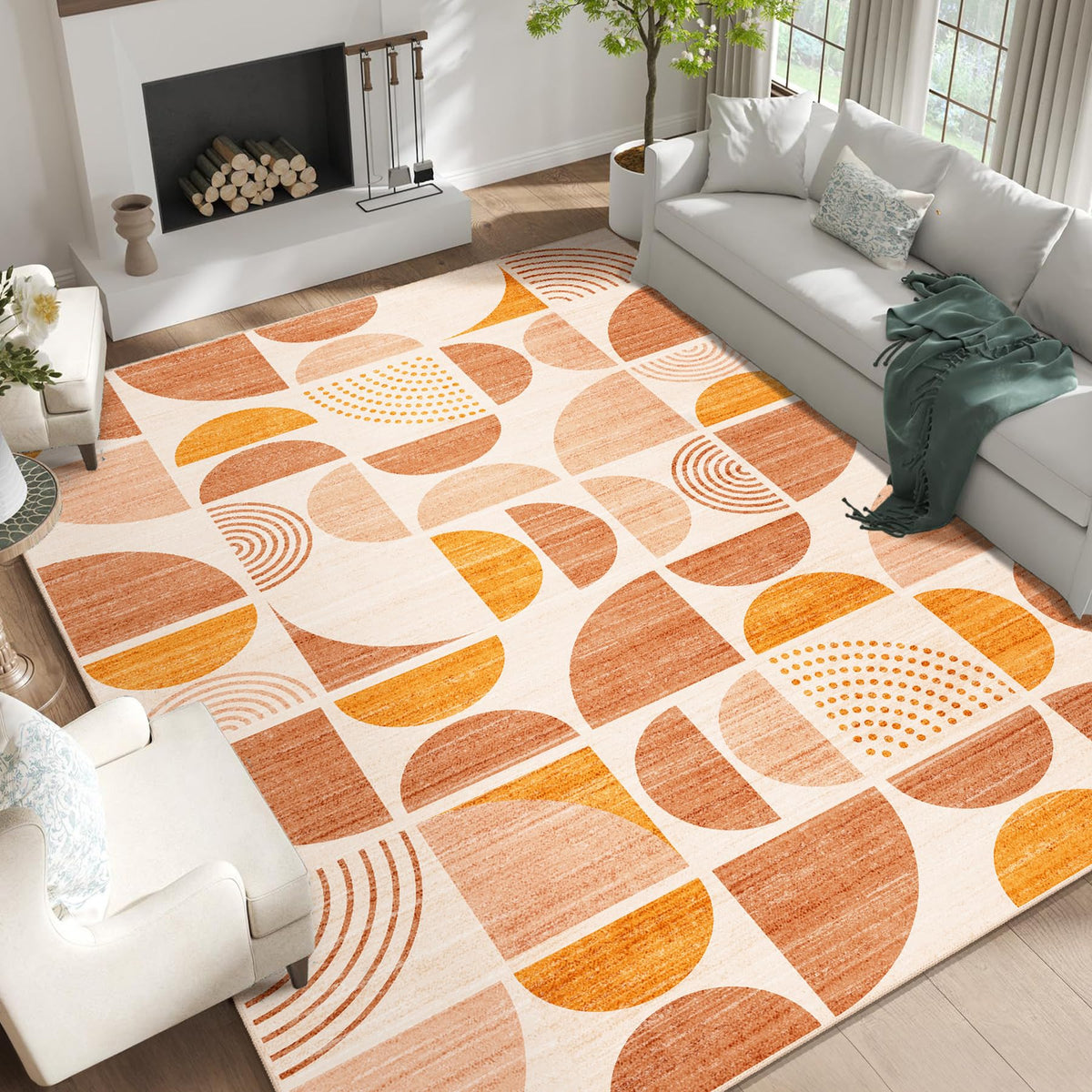 MUJOO 5x7 Area Rugs Washable,Boho Rugs Non Slip Modern Abstract Large