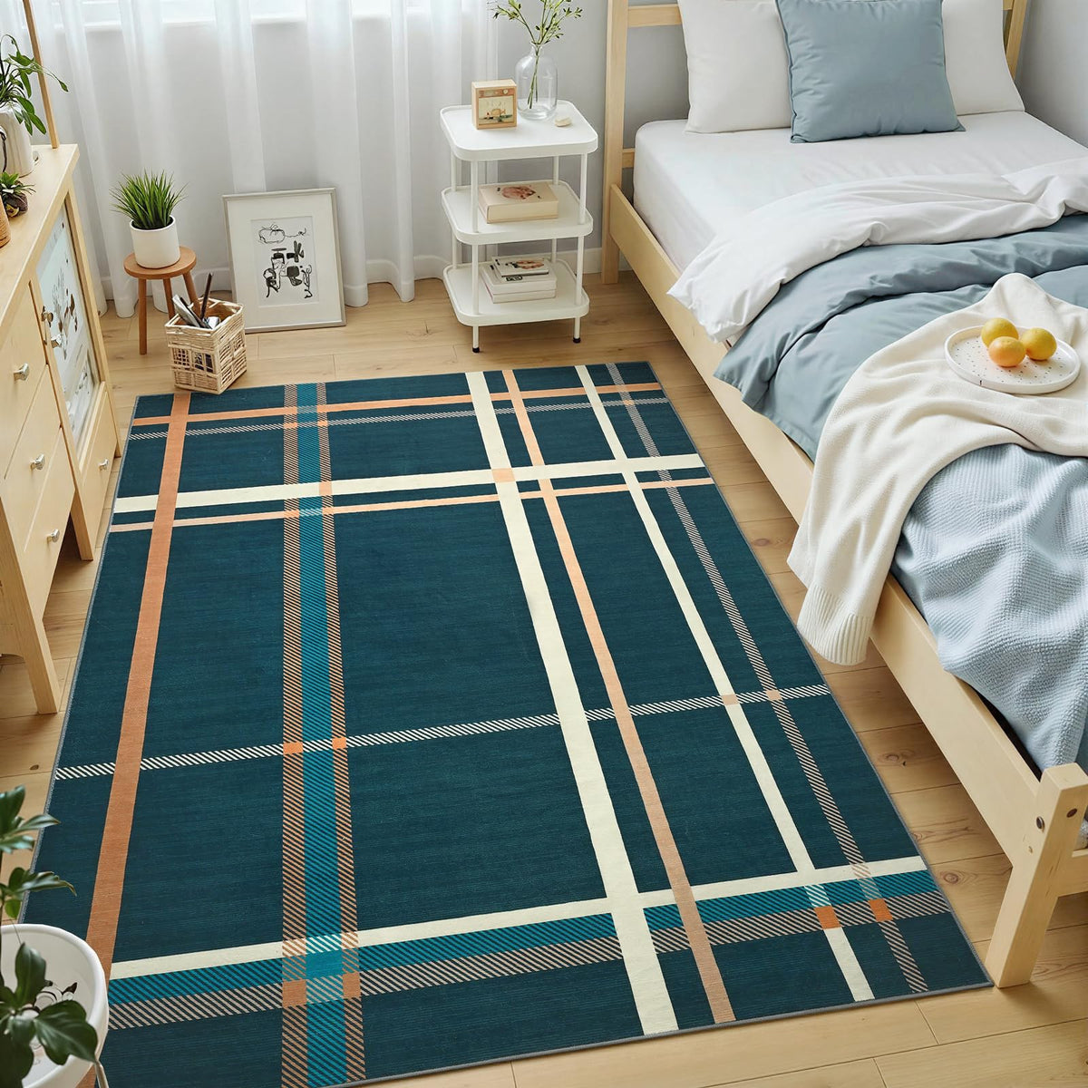 Terrug Multicolored Geometric Checkered Rug for Living Room, 5x7 Area Rugs