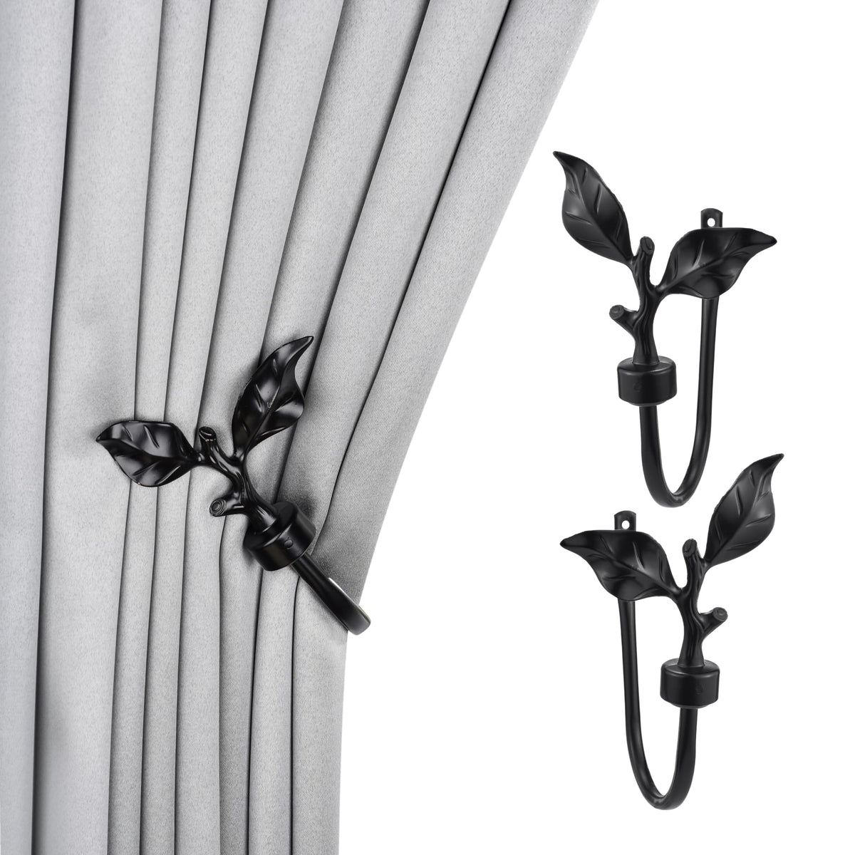 SUQ I OME Leaf Shaped Curtain Holdbacks, Bronze, 1 Pair
