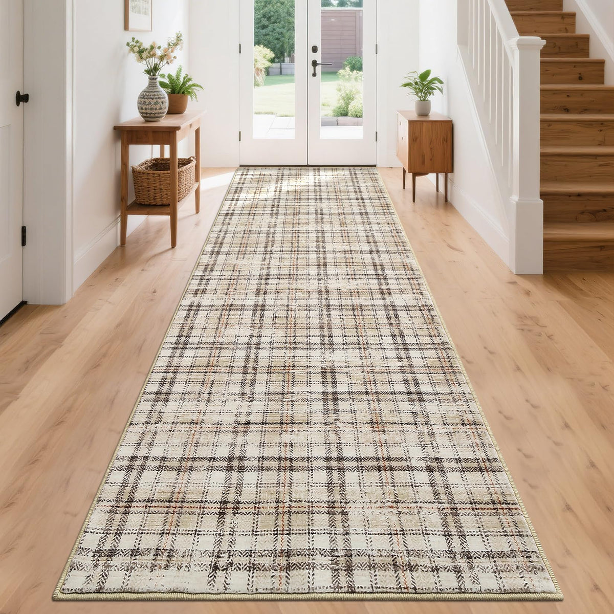 Large Living Room Rugs 8x10 Area Rugs Machine Washable Modern Geometric Neutral Rug Non Slip Low Pile Farmhouse Stain Resistant Carpet for Bedroom Nursery Classroom Dorm 8'x10' Multi