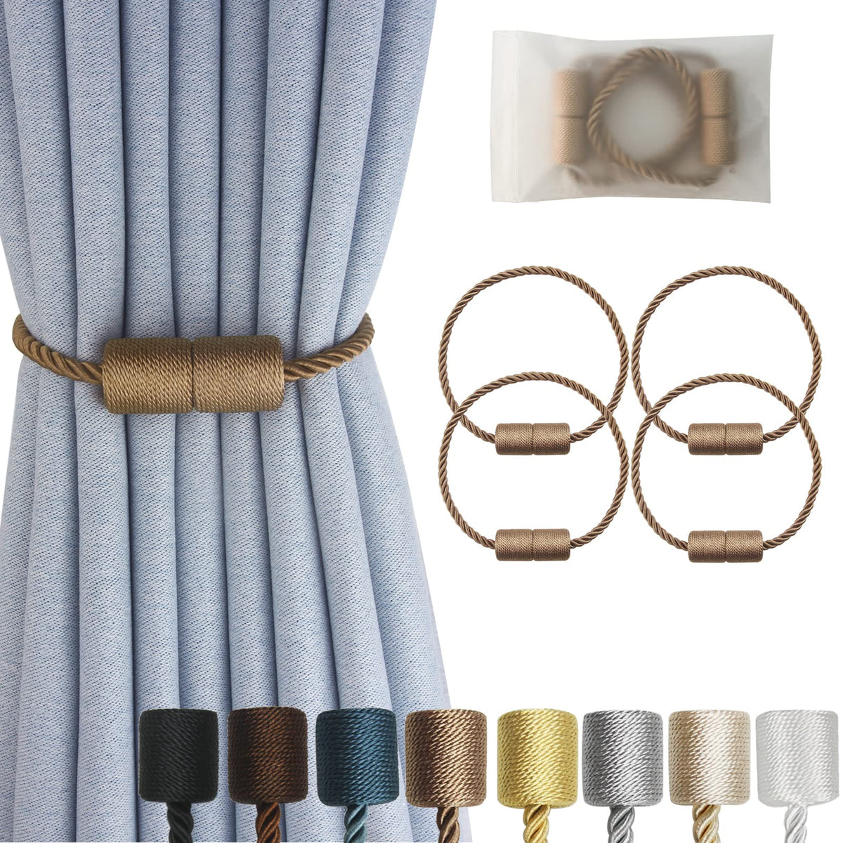 Magnetic Curtain Tiebacks Decorative Holdbacks Rope Tie Back Drapes Hangtty