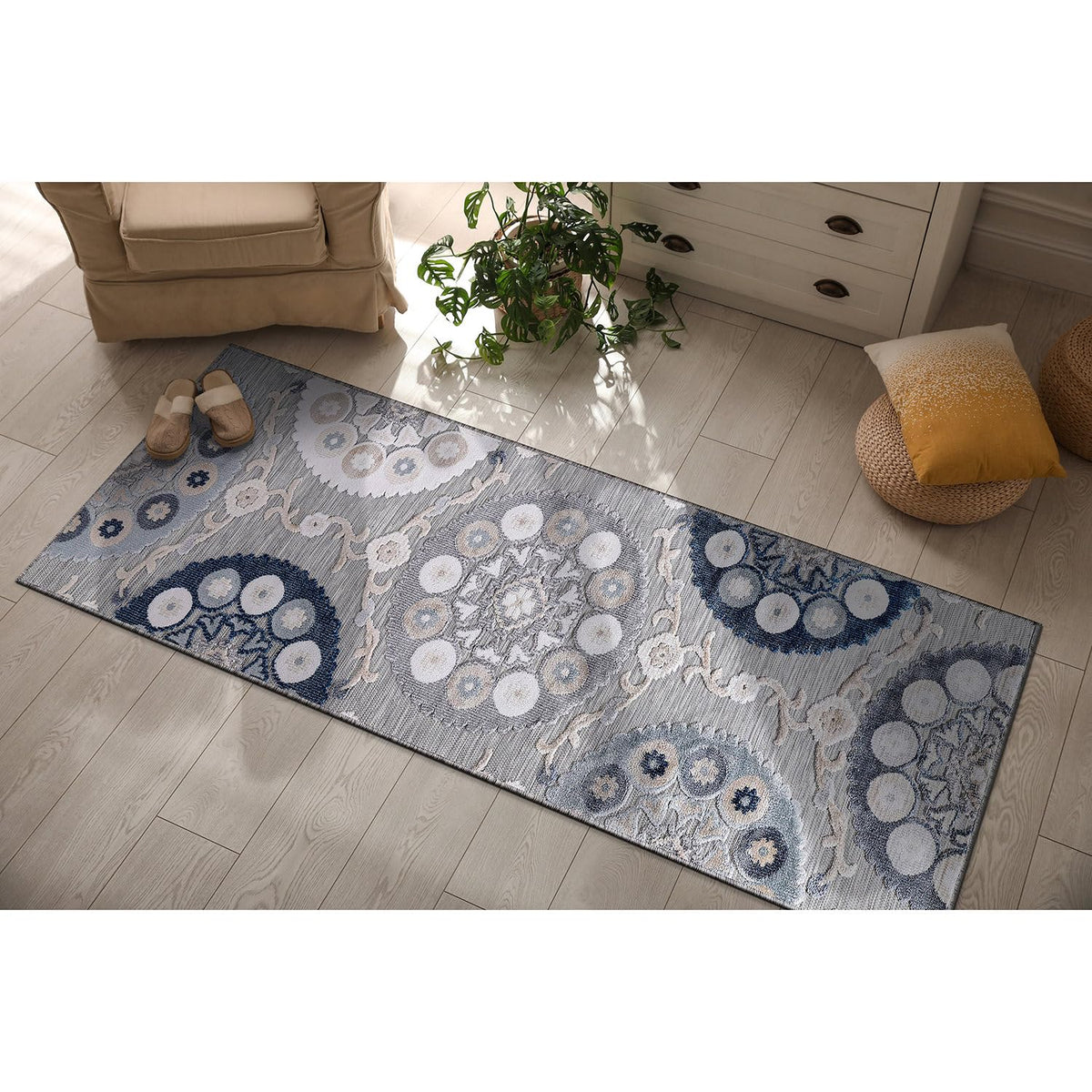 CAMILSON Indoor Outdoor Rug, Multicolor 6x9 Geometric Arch Striped Area Rugs for Patio and Home Areas, Easy-Cleaning Non-Shedding Living Room, Garden and Deck Washable Outside Carpet (6 x 9)