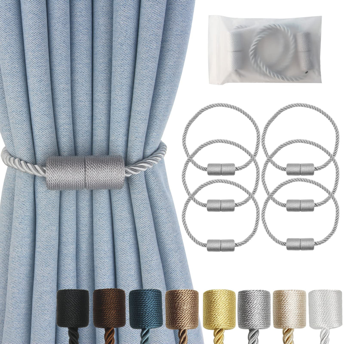 Magnetic Curtain Tiebacks Decorative Holdbacks Rope Tie Back Drapes Hangtty