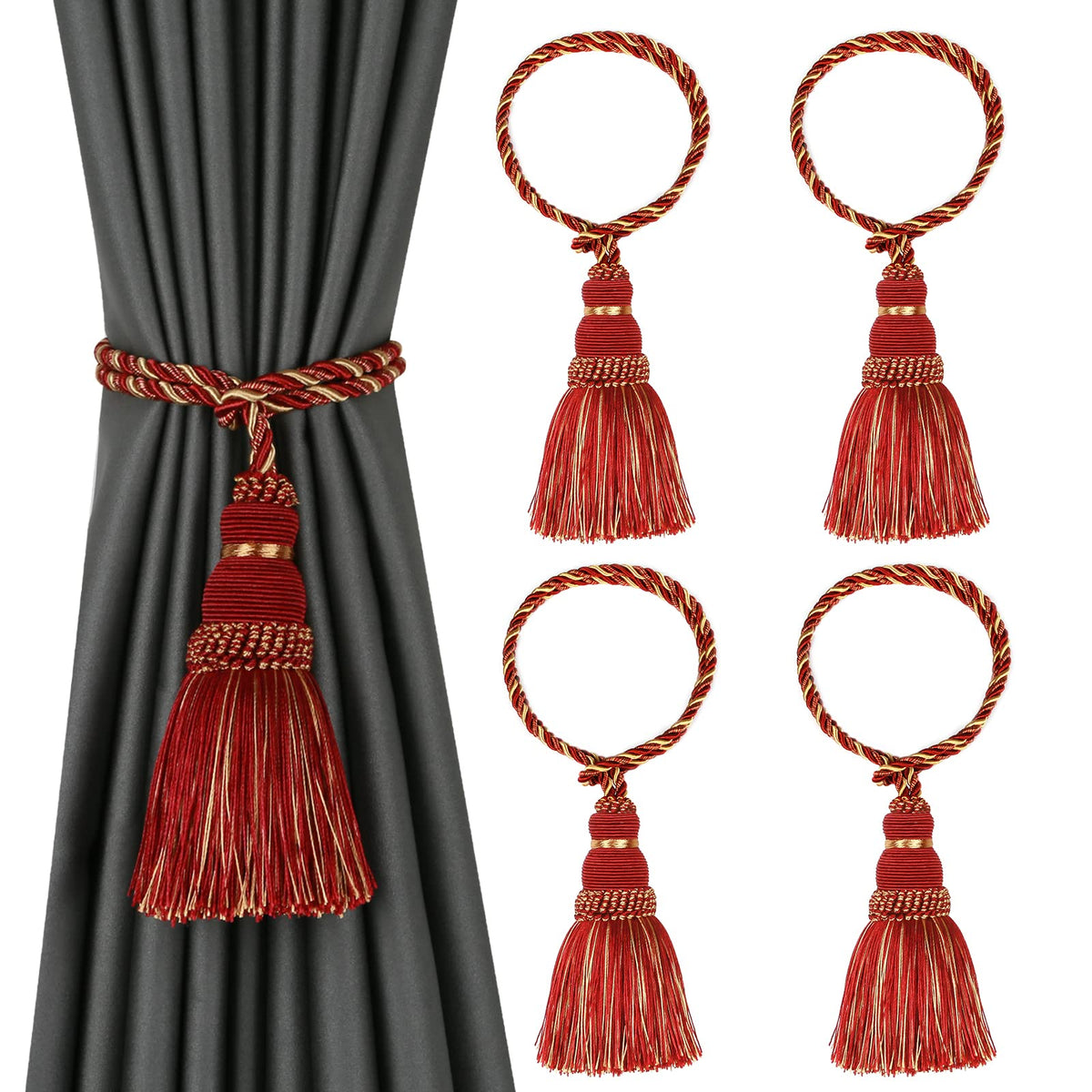 2 Pack Curtain Tie Backs Rope Tassels for Curtain Holdback