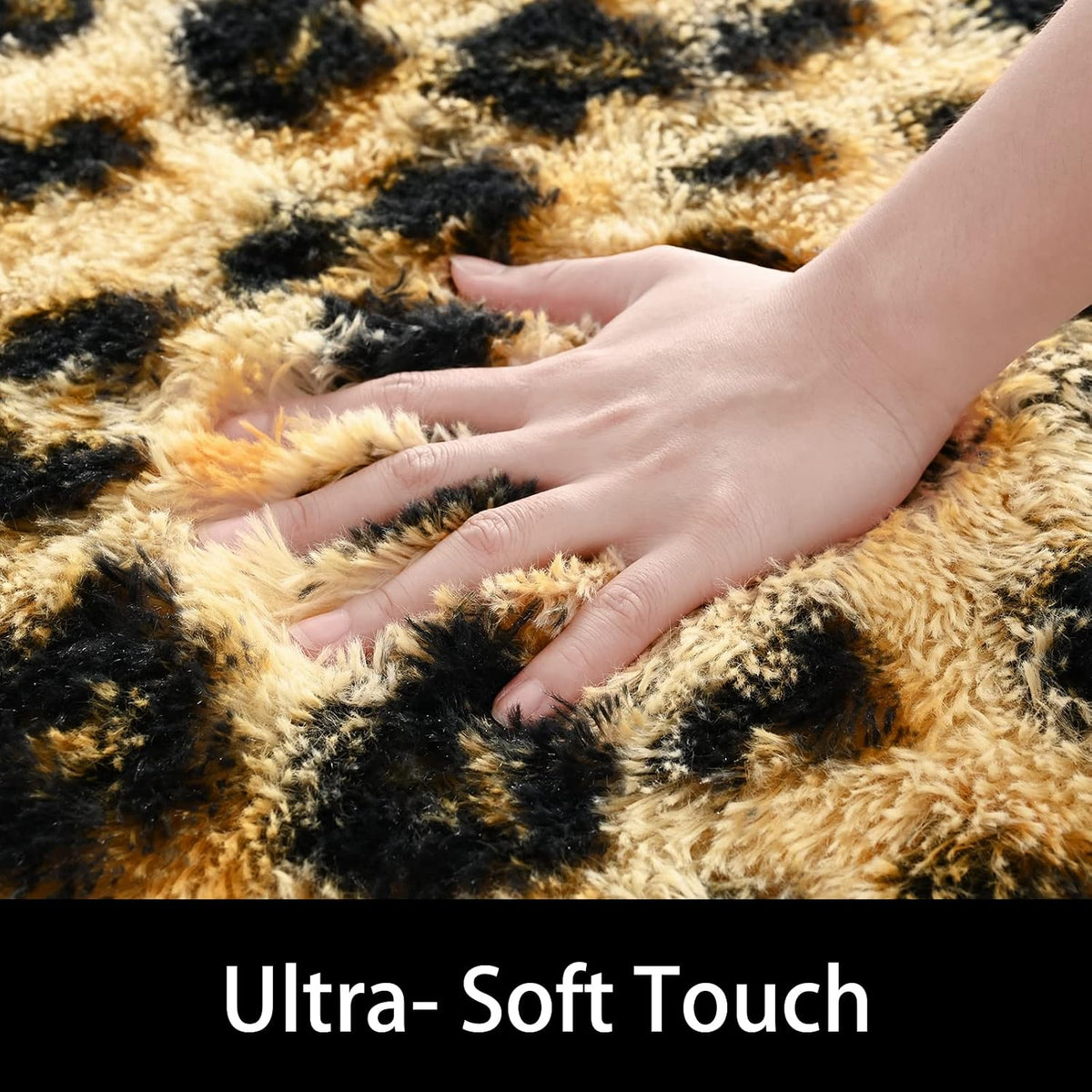 Amearea Fluffy Leopard Rug, Premium Cheetah Print Rugs, Khaki 4x6