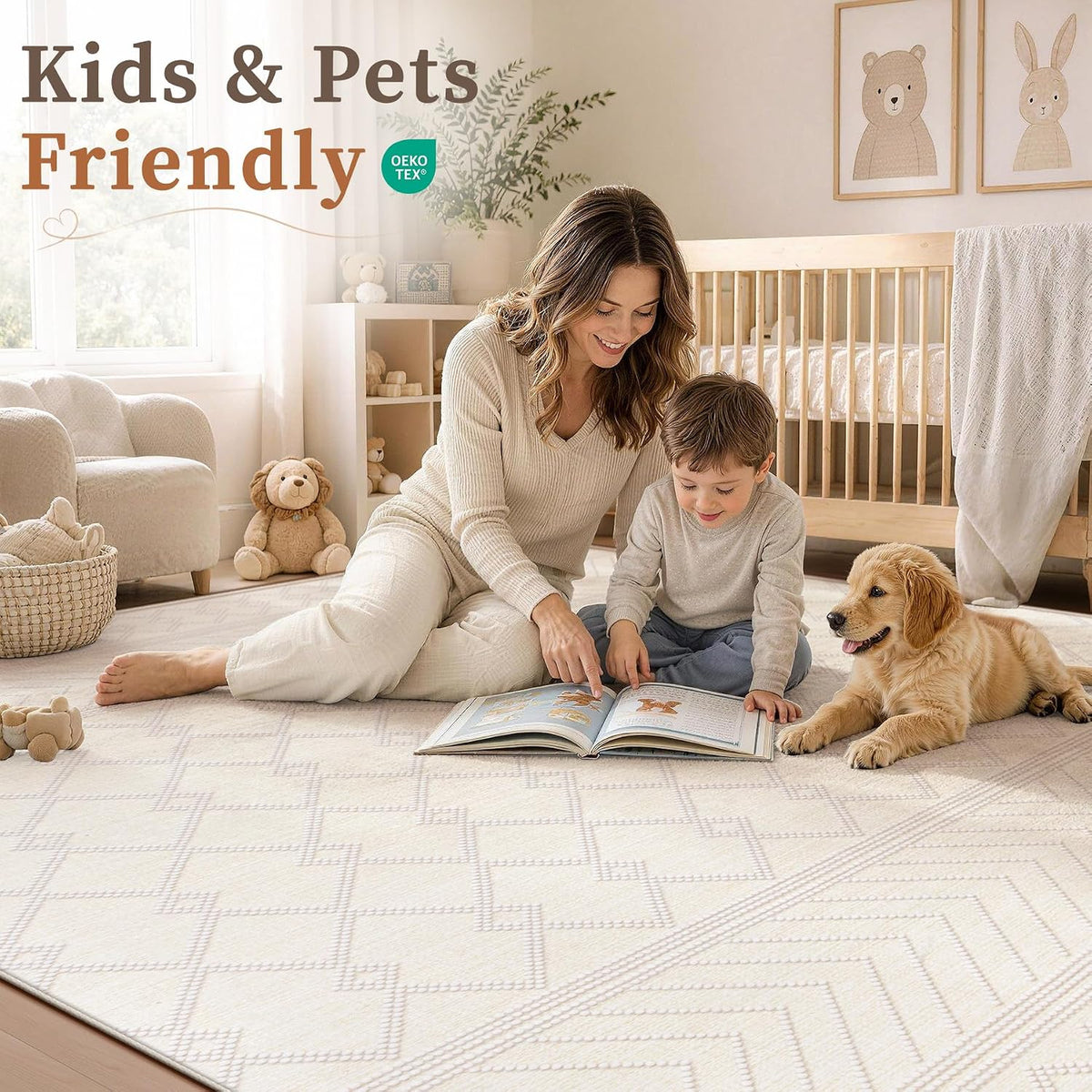 pmtsns Area Rugs 8x10 Washable Rug for Living Room(Beige, 8'x10')