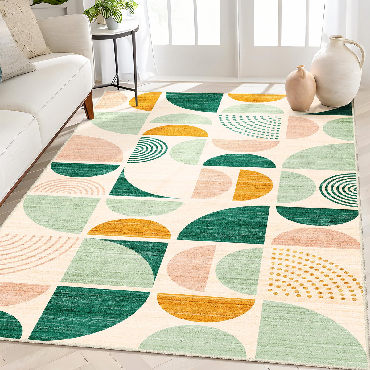 MUJOO 5x7 Area Rugs Washable,Boho Rugs Non Slip Modern Abstract Large