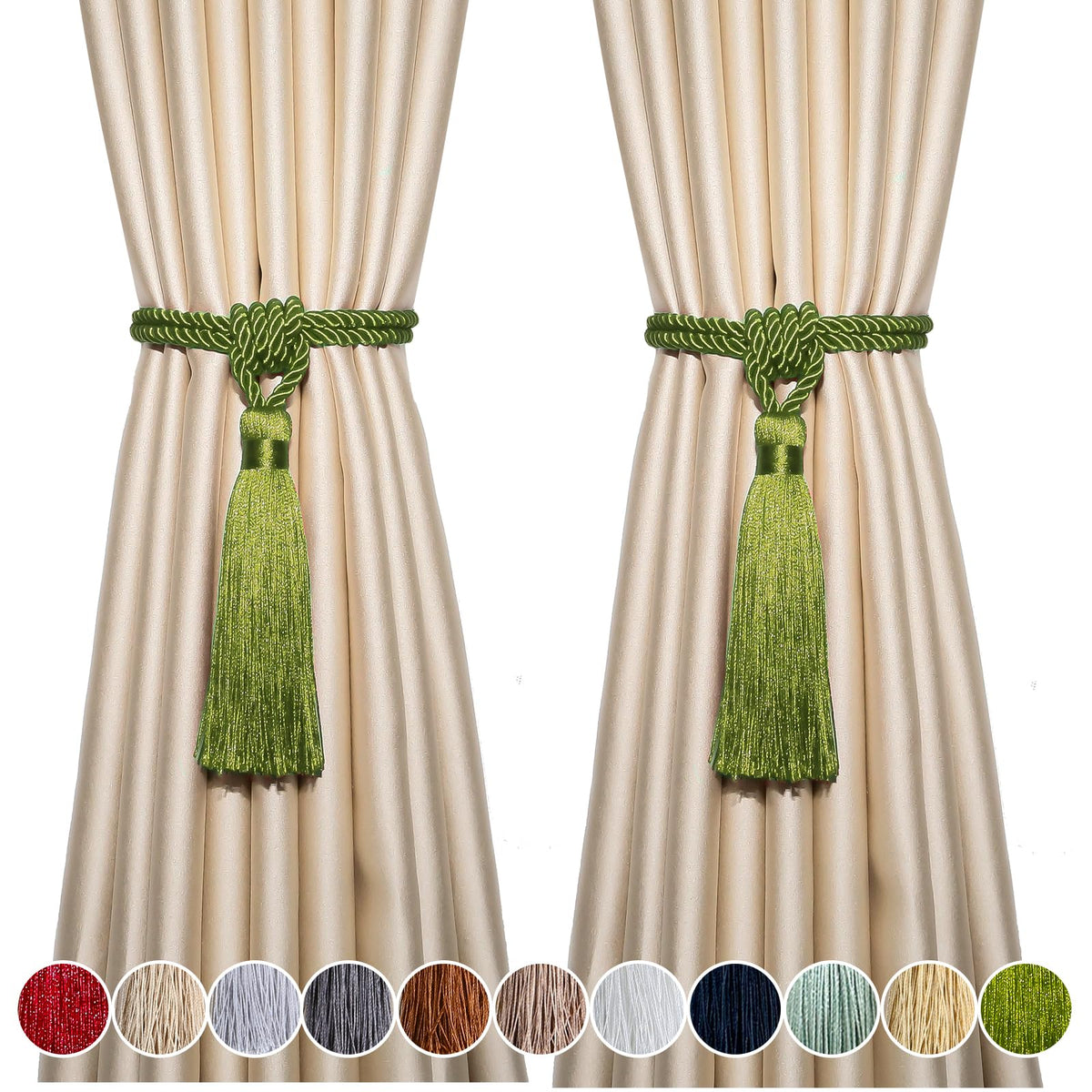 4 Pack Curtain Tiebacks Handmade Tassel Rope Curtain Holdbacks