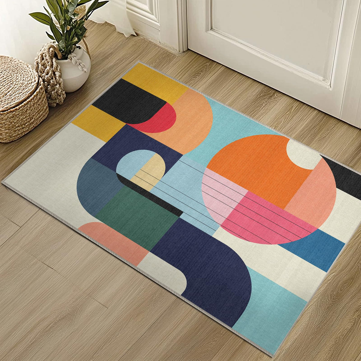 5x7 Area Rug Colorful Boho Geometric Carpet Modern Abstract Large Rug for Living Room Bedroom Machine Washable Non-Slip Rug for Dining Room Kids Playroom Office