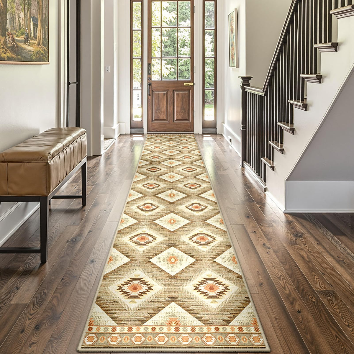 BESTSWEETIE 5'x7' Washable Area Rug for Living Room Bedroom Yellowbrown