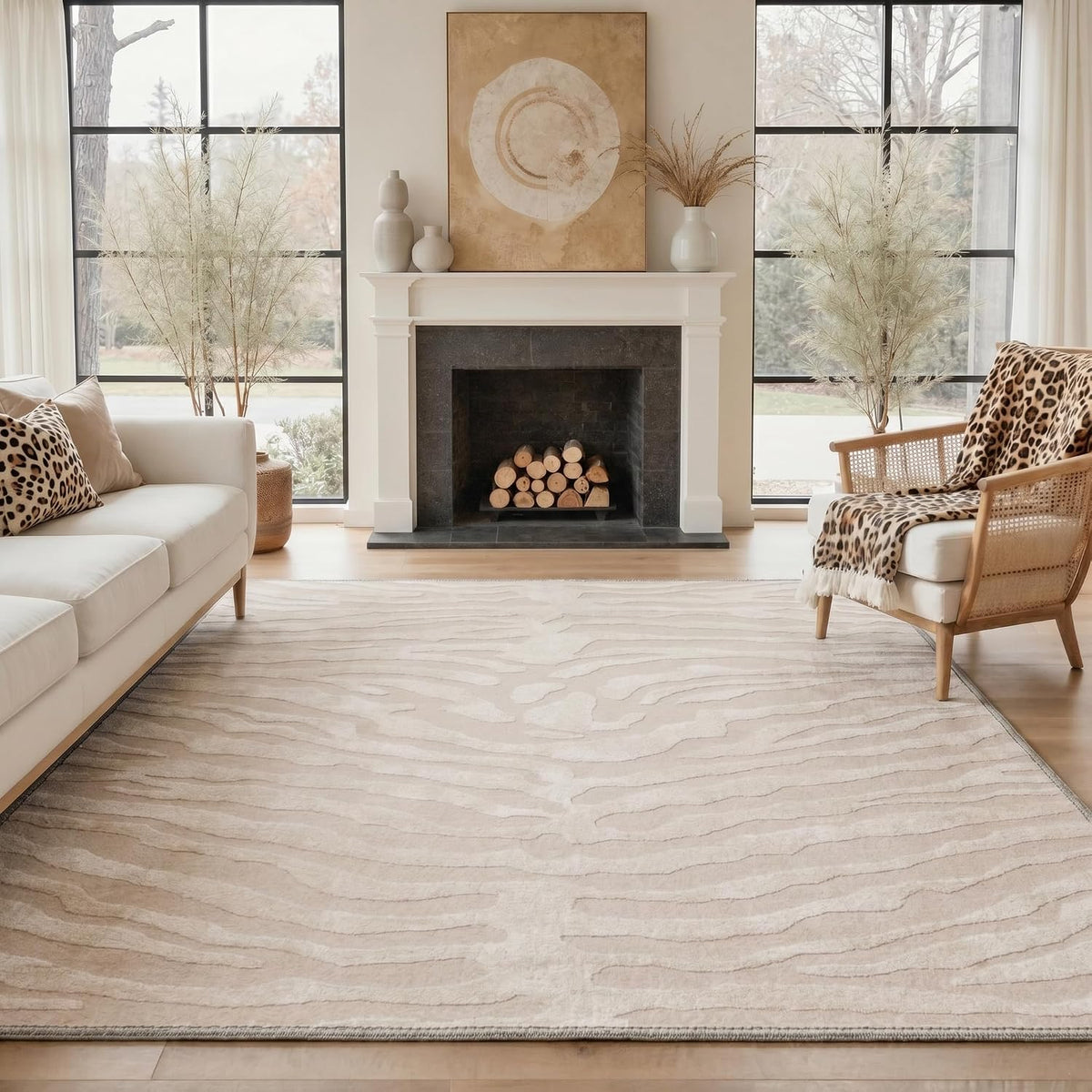 Bavni Zebra Print Rugs 5x7 Washable Area Carpet for Bedroom Living Room